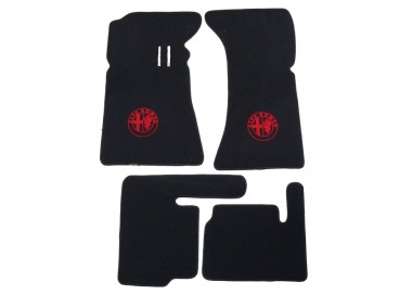 Tapis De Sol En Velours Pour Alfa Romeo Spider 84-94 - Noir Et Rouge, Neuf