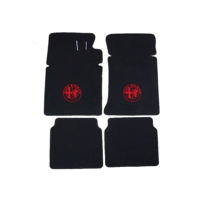 Jeu de 4 tapis de sol, pédalier au plancher, noir avec lettrage rouge