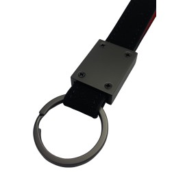 Porte-clés textile noir/tricolore 123x22mm avec porte-clés