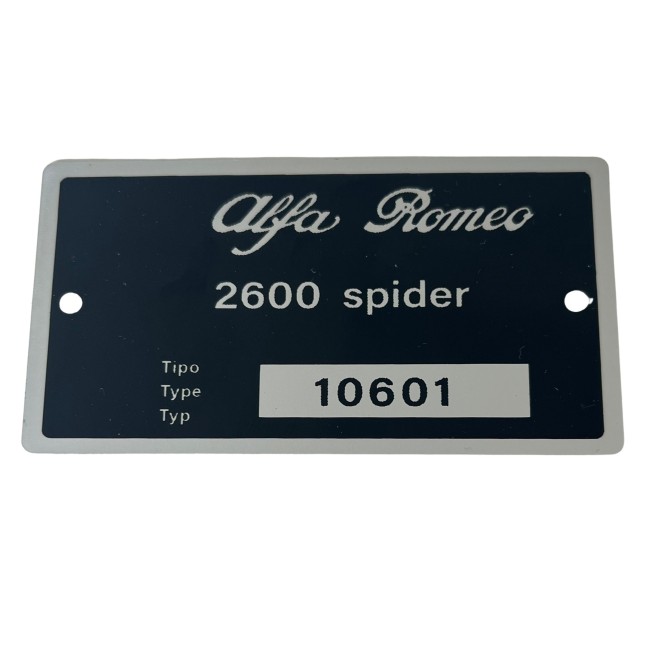 Plaque 106.01 Alfa Romeo 2600 Spider