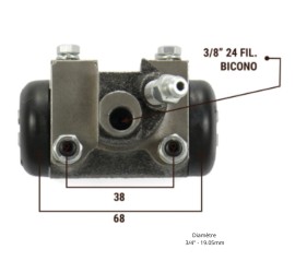 Cylindre de roue arrière gauche 3/4" - 19.05mm