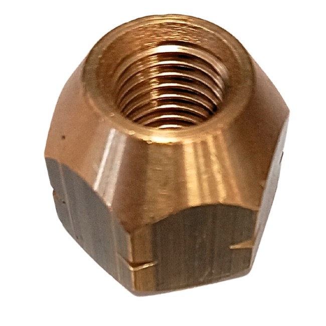 Ecrou de roue ouvert 22mm en laiton - filetage à gauche Ecrou de roue ouvert 22mm en laiton - filetage à gauche