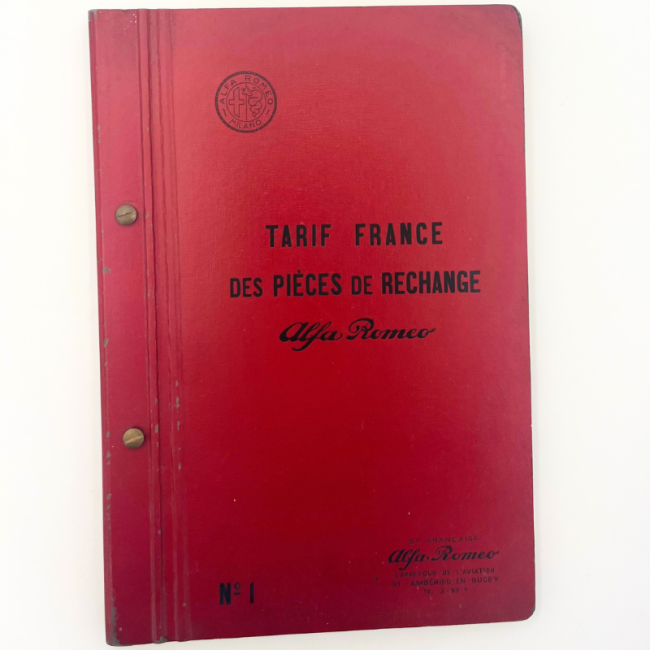 OCCASION - Livre tarif France des pièces de rechanges Alfa Romeo OCCASION - Livre tarif France des pièces de rechanges Alfa Romeo