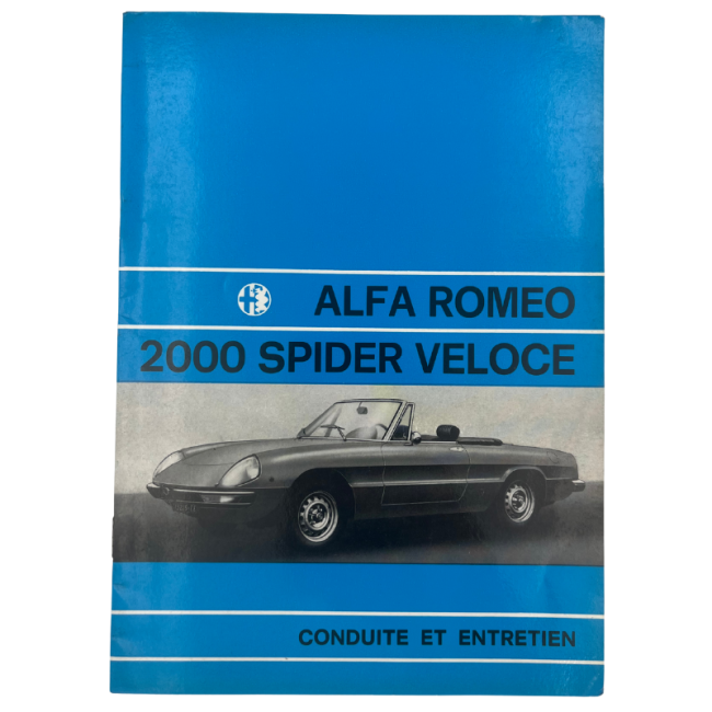 OCCASION - Guide d'entretien et de conduite - Alfa Romeo 2000 Spider Veloce