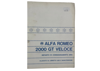 OCCASION - Annexe du livret d'entretien et de conduite / climatisation - Alfa Romeo 2000 GT Veloce