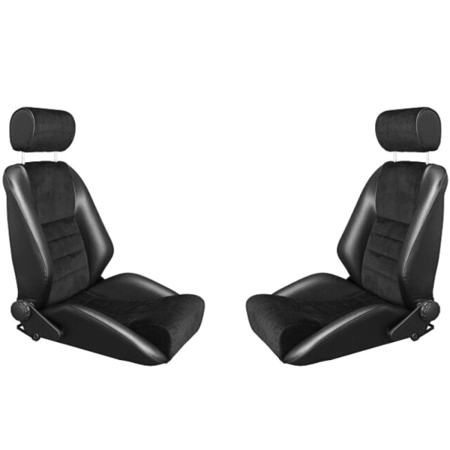 Paire de sièges rabattables BF TORINO Nurburgring R, simili noir - velours noir