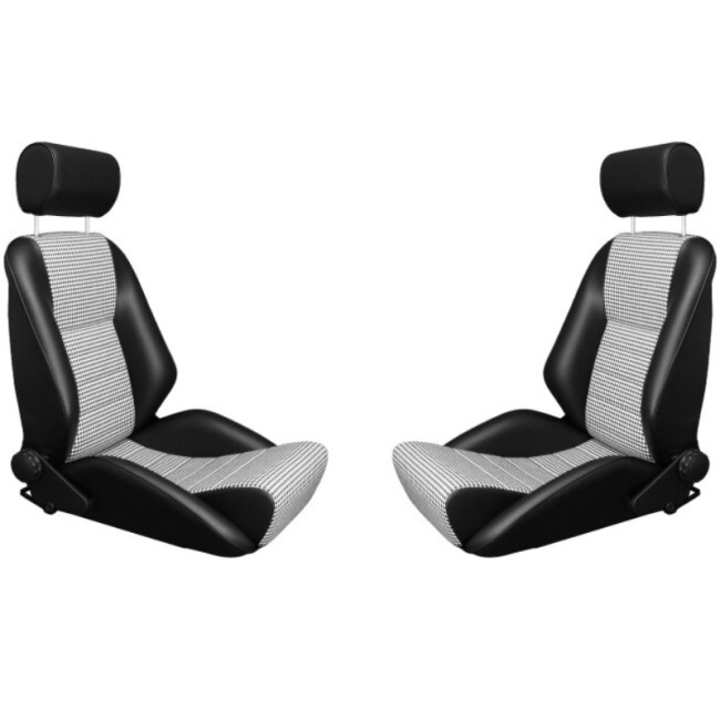 Paire de sièges rabattables BF TORINO Nurburgring R, simili noir - tissu Pepita (pied de poule)