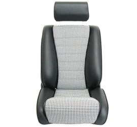 Paire de sièges rabattables BF TORINO LeMans, simili noir - tissu Pepita (pied de poule)