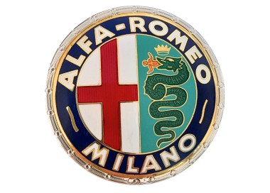 Sigle - emblème de calandre - capot Alfa-Milano (métal) 55mm pour GT Bertone, Spider, Giulia, Montreal