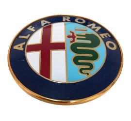 OCCASION - Sigle Alfa Romeo 75mm métal - origine avec clips - Pièce NOS (New Old Stock), neuve d'époque