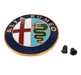 OCCASION - Sigle Alfa Romeo 75mm métal - origine avec clips - Pièce NOS (New Old Stock), neuve d'époque