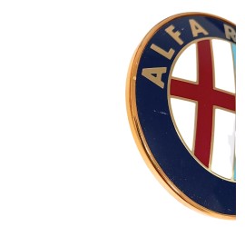 OCCASION - Sigle Alfa Romeo 75mm métal - origine avec clips - Pièce NOS (New Old Stock), neuve d'époque