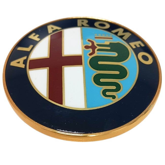 OCCASION - Sigle Alfa Romeo 75mm métal - origine - Pièce NOS (New Old Stock), neuve d'époque