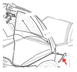 OCCASION - Poignée métallique ouverture de capot avant Alfa 75, SZ-RZ - Pièce NOS (New Old Stock) - 60527432