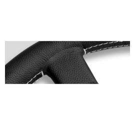 Volant MOMO Prototipo cuir noir - branches noires - diamètre 350mm - coutures blanches parallèles