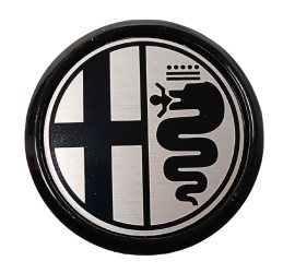 Centre de roue 50mm plastique noir et silver - Alfa Spider 90-93, Alfa 33 série 1, Alfa 75, SZ - RZ