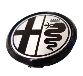 Centre de roue 50mm plastique noir et silver - Alfa Spider 90-93, Alfa 33 série 1, Alfa 75, SZ - RZ
