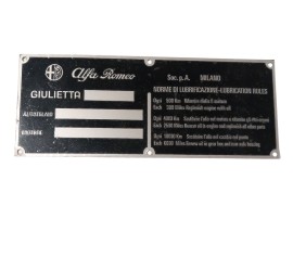 OCCASION - Plaque alu identification chassis et moteur - entretien Giulietta 750-101