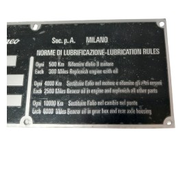 OCCASION - Plaque alu identification chassis et moteur - entretien Giulietta 750-101