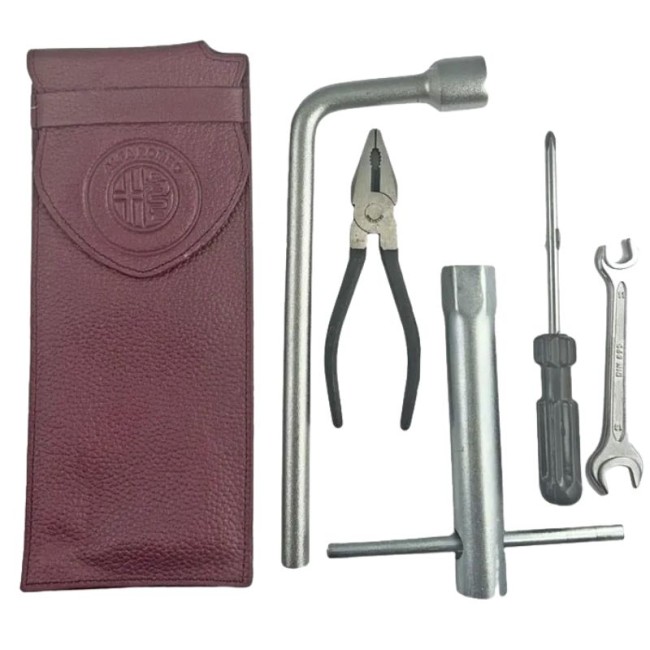 Trousse à outils en cuir bordeaux avec outils - Alfa Romeo Giulia, Bertone, Spider