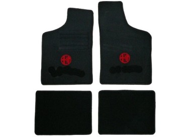 Tapis de sol 33 emblème noir/rouge velours tufté,surfilé,revêtement du dos:latex fin